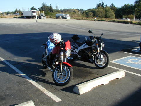 Buells at gas station  