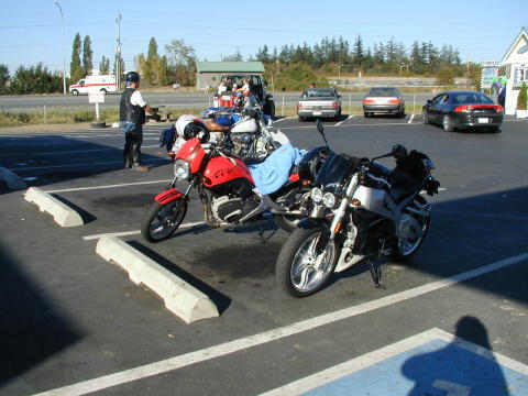 Buells at gas station  